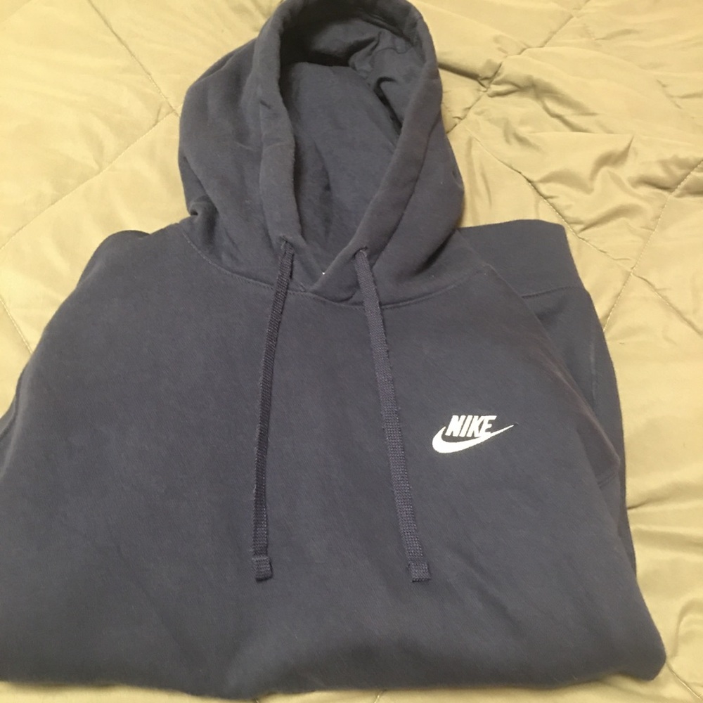 Nike Navy Blue Hoodie with White Swoosh